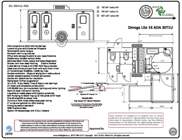 ADA Omega Lite Restroom & Shower Plans